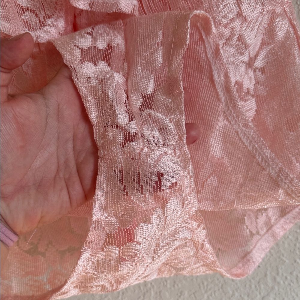 Vintage 1980’s Pink Lace coquette romantic sheer ruffle Bodysuit - Picture 9 of 10